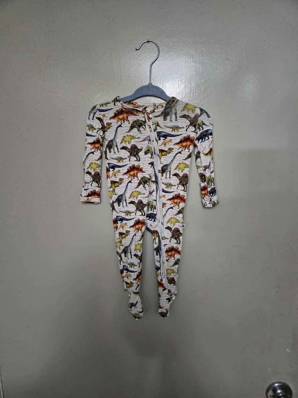 Toddler Zip-Front Dinosaur Footie Pajamas - White Multicolor